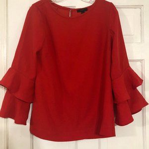 JCrew Tiered Bell Sleeve Crepe Top